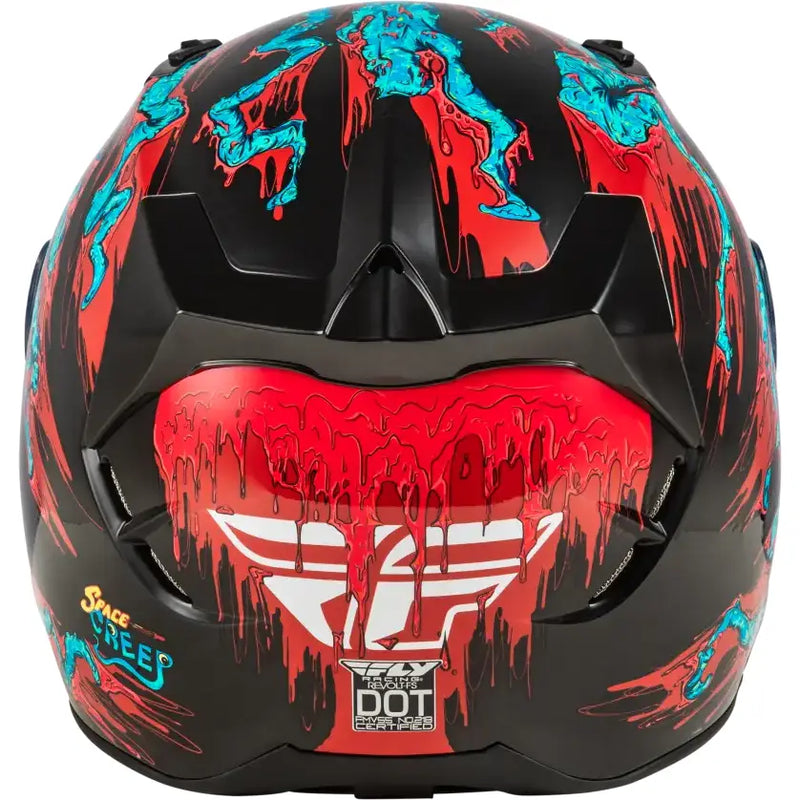 Revolt Space Creep Helmet with durable hard coating and dripping red and blue design