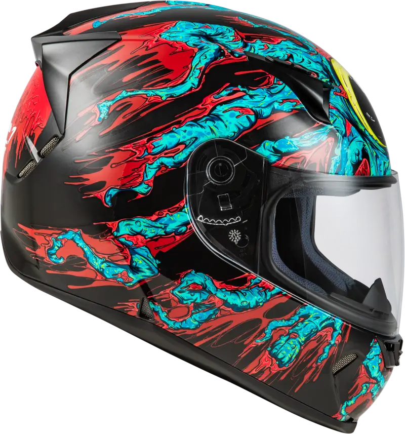 Revolt Space Creep Helmet with durable hard coating and red blue graphics