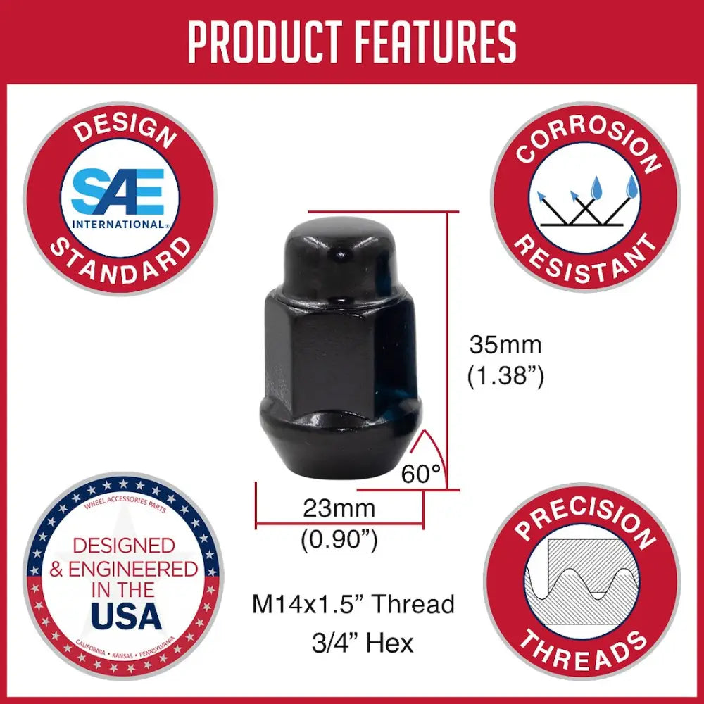 Revolution 871148Black Lug Nut - Black 871148BLK