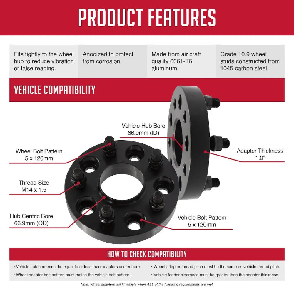 Revolution CNC Lathes And Milling Machines Wheel Adapter 5120-5120H-A669 - Adap-5X120 1.0 66.90 M14 1.5
