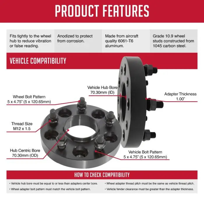 Revolution CNC Lathes And Milling Machines Wheel Adapter 5475-5475H-A703-12 - Adap-5X4.75 M20 70.30M M12