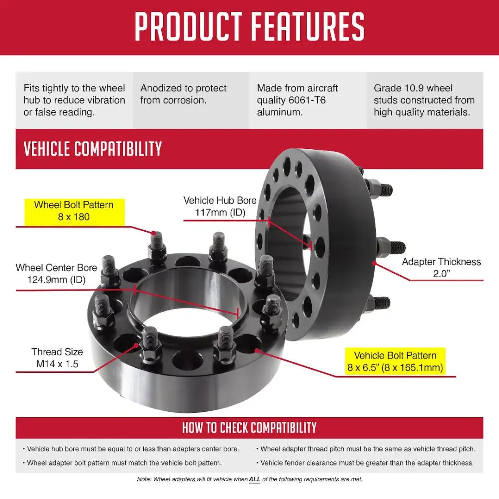 Revolution Easy To Install Wheel Adapter 8650-8180H-E - 8X6.5TO8X180 Adptr Thick Hub Cen