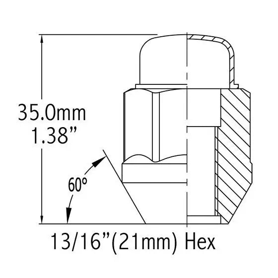 Revolution Ensure Corrosion Resistance Lug Nut 56KX44 - LUG-BLG 13 16-M12 1.25 5LG