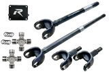 Automotive drivetrain components like driveshafts and universal joints for Jeep Wrangler in revolution gear chromoly discovery series