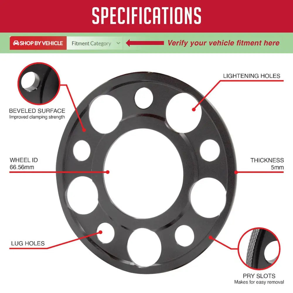 Revolution Lightening Lower Un-Sprung Weight Wheel Spacer MB5112-5-666 - Spac-5XM112-M5-66.6