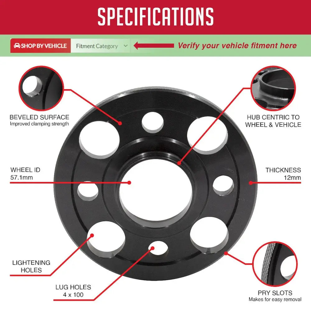 Revolution Lightening Lower Un-Sprung Weight Wheel Spacer VW4100-12-57 - Spac-4X100-12-57.1