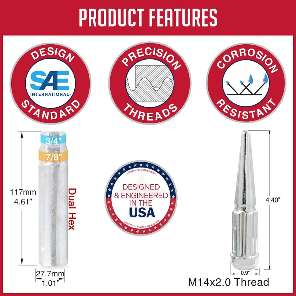 Revolution Made In USA Lug Nut 251673 - Spln Spike M14 24
