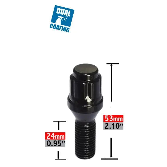 Revolution One Piece Solid Design Lug Bolt 63K548-24Black - Blt M14X24M 20 BK 63K548-24BLK