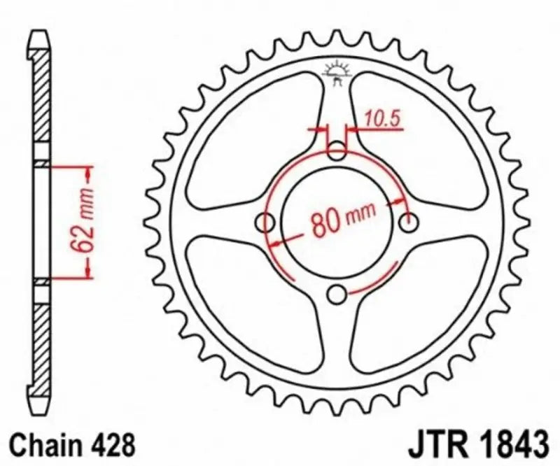 Steel rear sprocket for 428 chain RFE-1204-49-BLK Supersprox 49T Black Hon