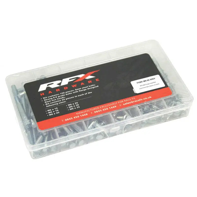 RFX Race Series M6 Flange Head Bolt Assortment Box Hardware/Fasteners/Fittings FXBK M6-00 55SV - 12 16 20 25 30 35MM