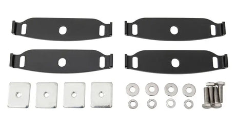 Black metal straps, plates, washers, and bolts for Land Rover Discovery RCP base kit
