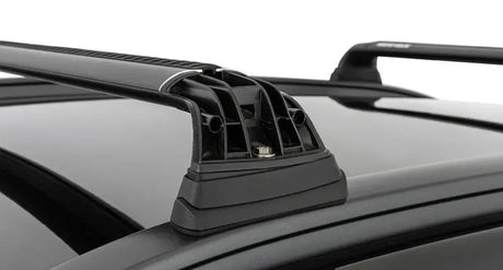 Black roof rack crossbars on Hyundai Kona with Vortex RVP for extra cargo space