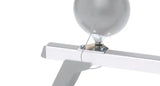Silver balloon attached to metal frame used as a work light bracket on Rhino-Rack Crossbar