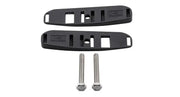 Black mounting plates with silver bolts for Rhino Rack rear wedge kit mounting hardware