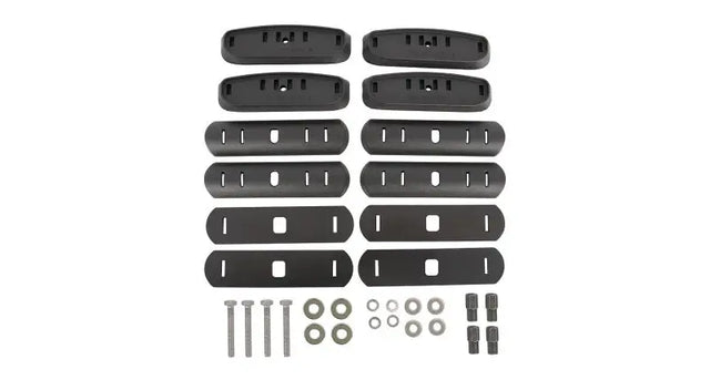 Rhino-Rack Generic RCP Base Kit - 4 pcs for RC and RV roof rack systems, black molded pads, screws, washers, and bolts in set