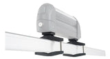 Gray awning with black mounting hardware for Rhino-Rack Heavy Duty Fitting Kit