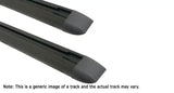 Dark-colored Jeep Wrangler RTC tracks with end caps and hardware for easy install