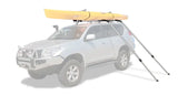 Rhino-Rack Nautic Kayak Lifter mounted on vehicle with support poles for easy kayak transport
