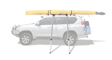 Kayak on car roof rack with Rhino-Rack Nautic Kayak Lifter, ideal nautic kayak setup