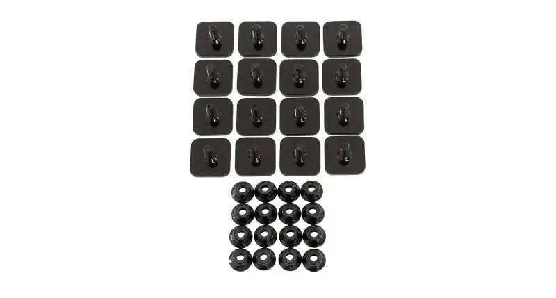 Black adhesive cable clips and nuts for Rhino-Rack Pioneer NG Platform replacement channel hardware