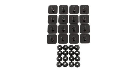 Black adhesive cable clips and nuts for Rhino-Rack Pioneer NG Platform replacement channel hardware
