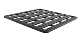 Black metal roof rack on Rhino Rack Pioneer platform for a rugged look