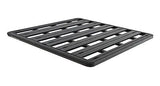 Black metal roof rack on Rhino Rack Pioneer Platform 1328 X 1426 FP for great outdoor gear storage
