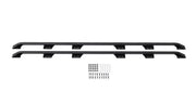 Black metal running boards with mounting hardware for Rhino Rack Pioneer Side Rails