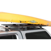 Yellow kayak on Rhino-Rack Pioneer wrap pads with straps