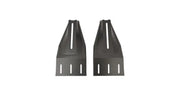 Two black slotted metal brackets for Rhino Rack Reconn Deck Tower rack reconn deck accessories