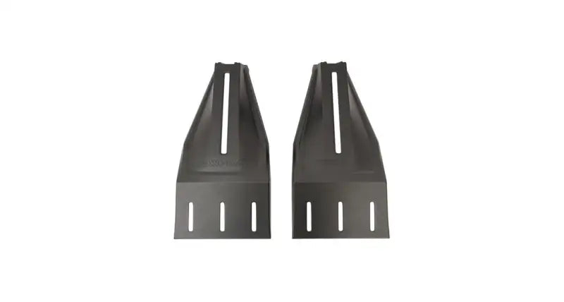 Two black slotted metal brackets for Rhino Rack Reconn Deck Tower rack reconn deck accessories