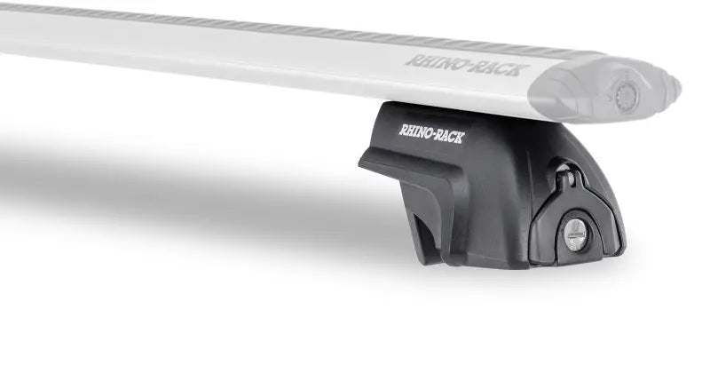 Black and silver Rhino-Rack Vortex SX Leg Kit on car roof rack for cargo carrying