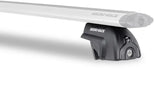 Black and silver Rhino-Rack Vortex SX Leg Kit on car roof rack for cargo carrying