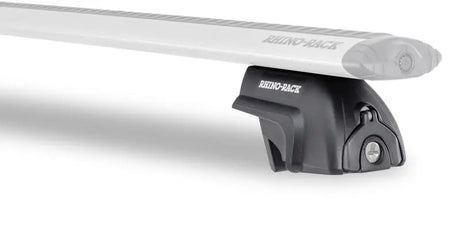 Black and silver Rhino-Rack Vortex SX Leg Kit on car roof rack for cargo carrying