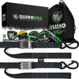 Rhino USA Cambuckle Motorcycle Tiedown Straps 2-Pack (Green) 1.5In X 8Ft - Rhino USA