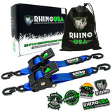 Rhino USA Retractable Ratchet Straps (2Pk 2Inx10Ft) Blue - Rhino USA