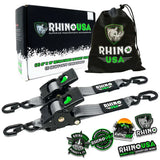 Rhino USA Retractable Ratchet Straps (2Pk 2Inx10Ft) Gray - Rhino USA
