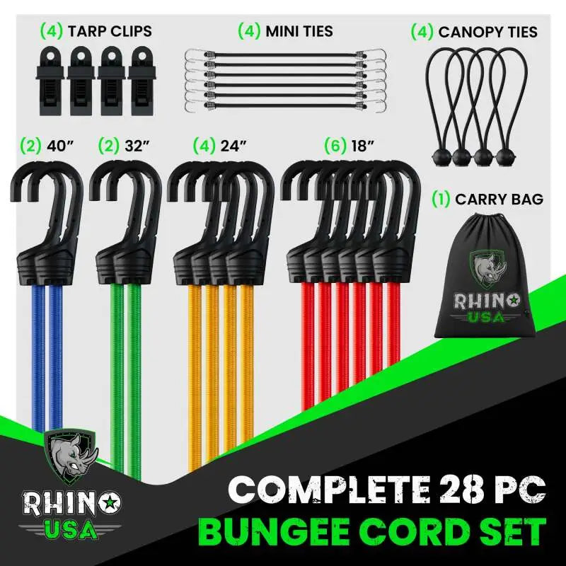 Rhino USA 28Pc Bungee Cord Assortment - Rhino USA