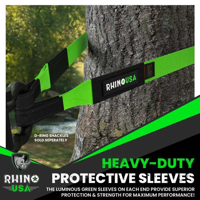 Rhino USA Recovery Tow Strap 3Inx20Ft (Green) - Rhino USA