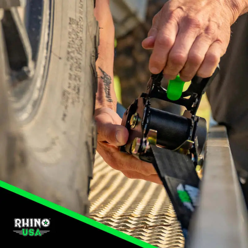 Rhino USA Retractable Ratchet Straps (4Pk 1Inx10Ft) (Blue) - Rhino USA