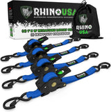 Rhino USA Retractable Ratchet Straps (4Pk 1Inx10Ft) (Blue) - Rhino USA