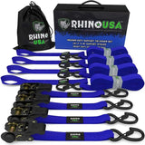 Rhino USA Medium Duty Ratchet Strap Tie-Down 4-Pack (Blue) - Rhino USA