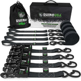 Rhino USA Heavy Duty Ratchet Tie-Down 4-Pack Black 1.6In X 15Ft - Rhino USA