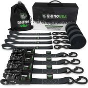 Rhino USA Heavy Duty Ratchet Tie-Down 4-Pack Black 1.6In X 15Ft - Rhino USA