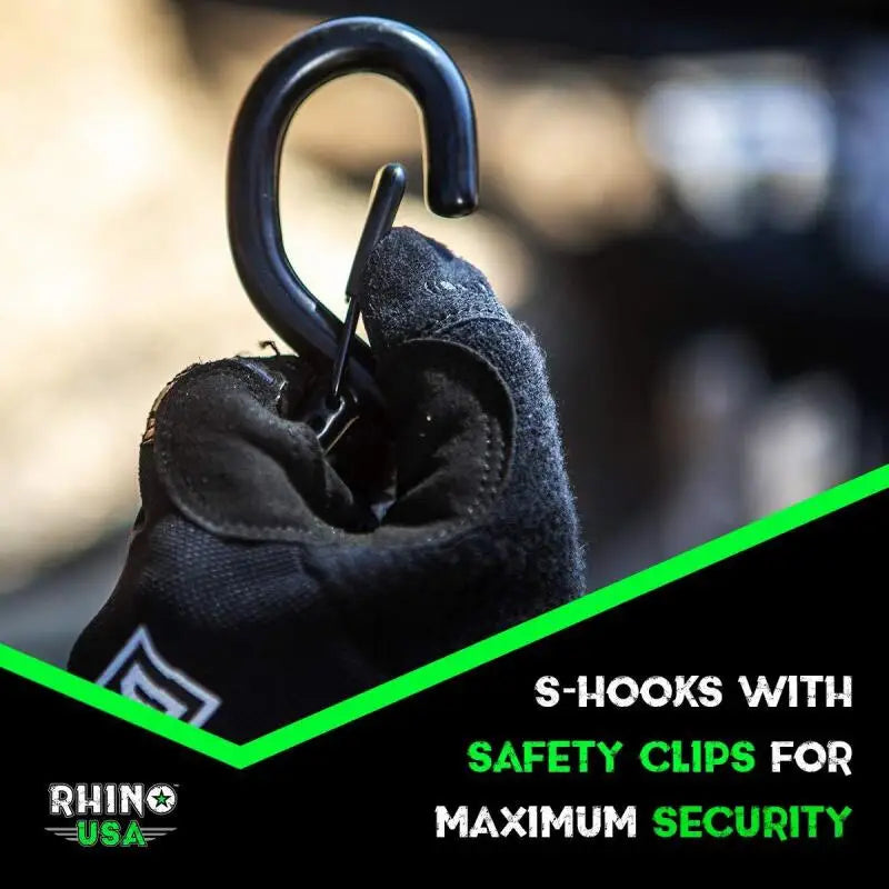 Rhino USA Heavy Duty Ratchet Tie-Down 4-Pack (Green) 1.6In X 8Ft - Rhino USA