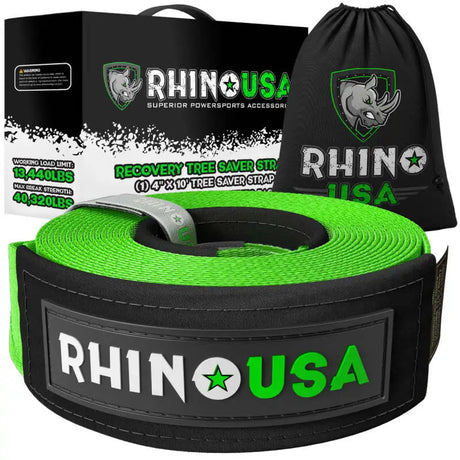 Rhino USA Recovery Tree Saver Strap 4Inx10Ft (Green) - Rhino USA