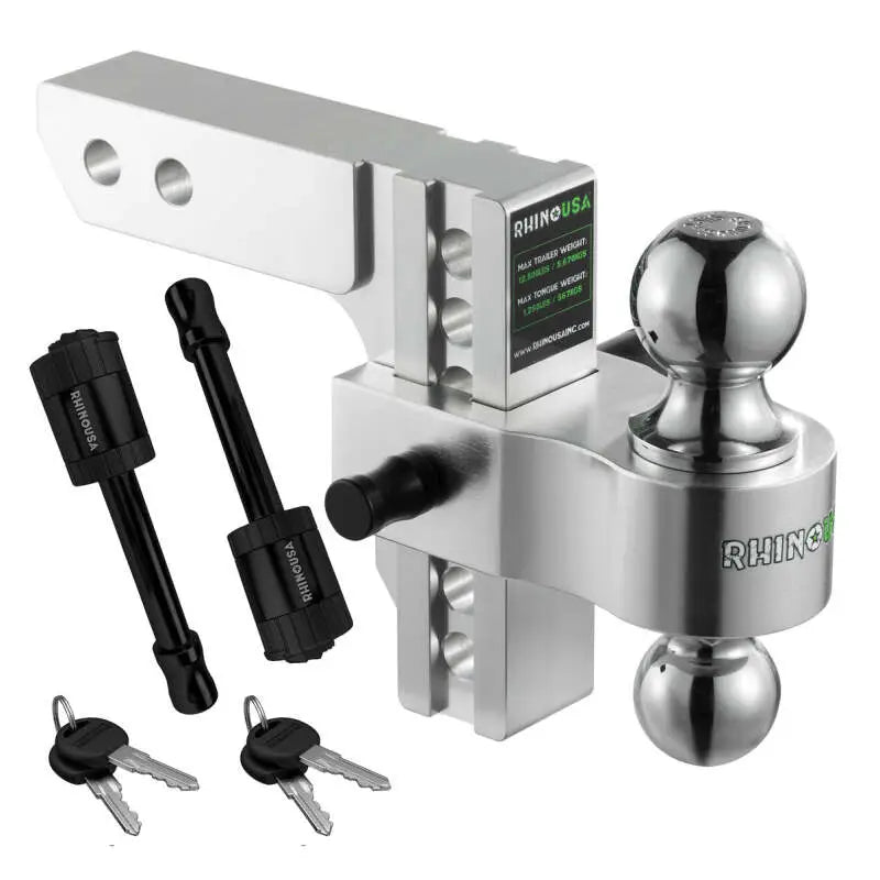 Rhino USA 6In Heavy Duty Drop Hitch - 2In (Silver) - Rhino USA