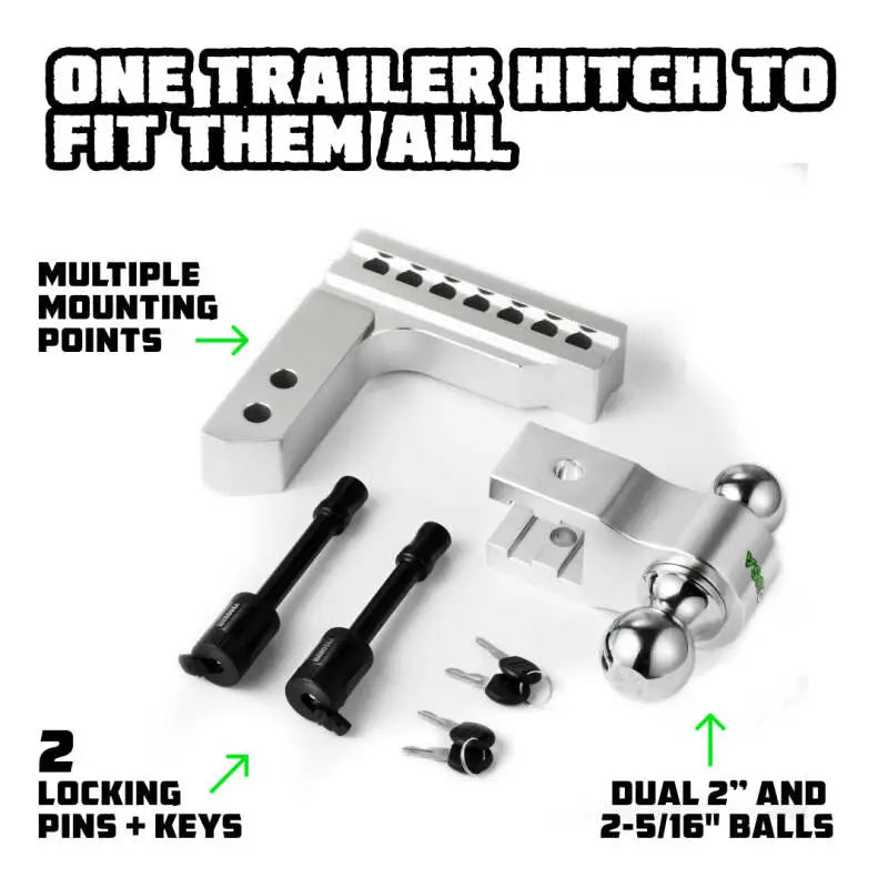 Rhino USA 6In Heavy Duty Drop Hitch - 2In (Silver) - Rhino USA