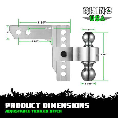 Rhino USA 6In Heavy Duty Drop Hitch - 2In (Silver) - Rhino USA
