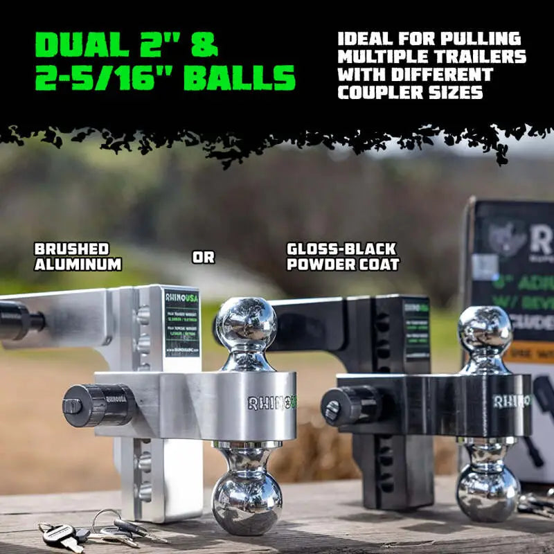 Rhino USA 6In Heavy Duty Drop Hitch - 2In (Silver) - Rhino USA